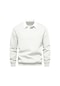 Ghassy Co. Erkek Retro Renk Bloklu Pamuklu Gömlek Yaka Sweatshirt BEYAZ