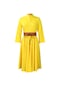 Ikkb Düz Renk Zarif Moda Kadın Büyük Beden Elbise Sarı