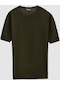 Twn Slim Fit Haki Düz Örgü Rayon Örme T-Shirt 1Ef060638904M