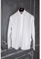 Erkek Slim Fit Uzun Kol 6 Drop Beyaz Gömlek-3073-beyaz