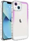 iPhone Uyumlu 14 Kılıf Simli Ve Renk Geçiş Tasarımlı Lens Korumalı Lopard Park Kapak - Mor-beyaz