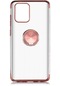 Tecno - Samsung Galaxy Uyumlu A91 S10 Lite - Kılıf Yüzüklü Kenarları Renkli Arkası Şeffaf Gess Silikon - Rose Gold