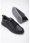Hakiki Deri Çift Renk Taban Bağcıklı Siyah Erkek Casual Ayakkabı-2554-sıyah