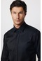 Tudors Modern Slim Fit Pamuklu Kolay Ütü Armürlü Siyah Erkek Gömlek-28347-siyah