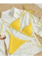 Ikkb Yaz Düz Renk Yular Boyun Dantel Bölünmüş Kadın Mayo Sarı