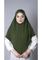 Haki Pratik Hazır Geçmeli Tesettür Eşarp Aerobin Kumaş Düz Hijab 2309 09