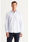 AC&Co / Altınyıldız Classics Erkek Beyaz Mavı Comfort Fit Rahat Kesim Klasik Yaka Kareli Pamuklu Gömlek