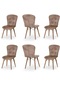 Haman 6 Adet Incebelli Serisi Ahşap Gürgen Ayaklı Mutfak Sandalyeleri Kahverengi
