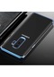 Noktaks - Samsung Galaxy Uyumlu Galaxy A6 Plus 2018 - Kılıf Dört Köşesi Renkli Arkası Şefaf Lazer Silikon Kapak - Mavi
