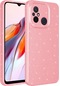 Ekılıf - Xiaomi Redmi 12c Uyumlu Kılıf Kamera Korumalı Simli Lüks Koton Kapak - Pembe