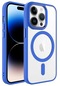 iPhone Uyumlu 14 Pro Max Kılıf Wireless Şarj Özellikli Lopard Krom Magsafe Silikon Kapak - Mavi