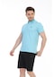 Maraton Sportswear Regular Erkek Polo Yaka Kısa Kol Basic Turkuaz T-Shirt 20646-Turkuaz