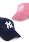 Unisex 2'li Set Lacivert ve Pembe Ny New York Beyzbol Şapka - Unisex