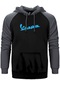 Vespa Text Blue Gri Renk Reglan Kol Kapşonlu Sweatshirt Gri