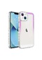 Noktaks - iPhone Uyumlu 14 Plus - Kılıf Simli Ve Renk Geçiş Tasarımlı Lens Korumalı Park Kapak - Mor-beyaz
