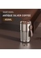410/450Ml Paslanmaz Çelik Kahve Şişesi Kadın Basit Termos Bardak Erkek Taşınabilir Beraberindeki Soğuk Su Hediye Pot-410Ml Silvercoffee