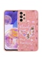 Tecno - Samsung Galaxy Uyumlu A23 - Kılıf Desenli Sert Mumila Silikon Kapak - Pink Flower