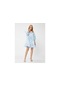 Koton Mini Çiçekli Elbise Katlı Balon Kollu Mavi Desenli 3sak80029ew 3SAK80029EW6D3