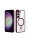 Mutcase - Samsung Uyumlu Galaxy S23 - Kılıf Kablosuz Şarj Destekli Ege Silikon Kapak - Koyu Kırmızı