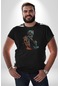 Zombi İskelet Kendine Yumruk Unisex Unisex Siyah Organik Baskılı T-shirt Penye Yüksek Kalite Siyah