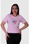 Trender Kındess Baskı Pudra Kadın T-shirt Pudra