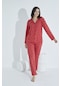 Elitol 952 Düğmeli Desenli Gömlek Yaka Kadın Pijama Takımı Narçiçeği