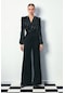 Sateen Parlak Çizgili Bodysuit Bluz - Siyah