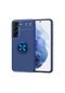 Noktaks - Samsung Galaxy Uyumlu S22 Plus - Kılıf Yüzüklü Auto Focus Ravel Karbon Silikon Kapak - Mavi