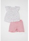 Defacto Kız Bebek Çiçekli Kısa Kollu Bluz Şort 2li Takım C4029a524smpn167