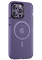 iPhone Uyumlu 14 Pro Kılıf Mat Arka Yüzey Wireless Şarj Özellikli Lopard Locik Kapak - Derin Mor