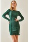 Zümrüt Yeşili Geniş Yaka Mini Kaşkorse Elbise 4kxk6-47947-44