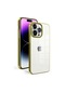 Noktaks - iPhone Uyumlu 14 Pro Max - Kılıf Arkası Şeffaf Kenarları Renkli Sert Sun Kapak - Gold