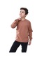 Basic Bisiklet Yaka Şardonlu Çocuk Sweatshirt 3-10 Yaş Kahverengi