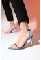 Luvishoes Bruno Açık Kot Mavi Tek Bantlı Kadın Yüksek Topuklu Ayakkabı