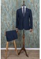 Erkek Regular Fit Mono Yaka Açık Lacivert Takım Elbise-3166 - Açık Lacivert