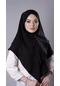 Siyah Pratik Hazır Geçmeli Tesettür Eşarp Pamuk Caz Kumaş Çift Katlı Çapraz Hijab 2304 01