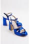 Luvishoes Lello Sax Mavi Desenli Kadın Topuklu Ayakkabı