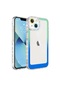 Noktaks - iPhone Uyumlu 14 Plus - Kılıf Simli Ve Renk Geçiş Tasarımlı Lens Korumalı Park Kapak - Yeşil-mavi