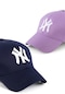 Unisex 2'li Set Ny Lacivert ve Lila Renk New York Beyzbol Şapka - Unisex