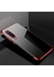 Tecno-Xiaomi Mi 9 Lite - Kılıf Dört Köşesi Renkli Arkası Şefaf Lazer Silikon Kapak - Kırmızı