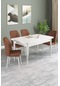 Vena Beyaz Desen 70x110 Sabit Mutfak Masası 4 Adet Sandalye Kiremit