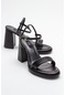 Luvishoes Posse Siyah Cilt Kadın Topuklu Ayakkabı
