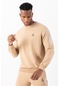 Maraton Sportswear Regular Erkek Bisiklet Yaka Uzun Kol Basic Açık Vizon Sweatshirt 21826-açık Vizon