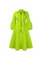 Puf Kol Kadın Giyim Askısı Büyük Etek Yüksek Bel Elbise - Meyve Yeşili