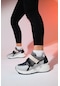 Luvishoes Berge Buz Siyah Kadın Cırtlı Dolgu Taban Spor Sneakers