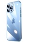 iPhone Uyumlu 13 Pro Kılıf Sert Pc Renkli Çerçeveli Lopard Riksos Kapak - Mavi