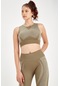 Maraton Active Slimfit Kadın Bisiklet Yaka Kolsuz Fitness Haki Bra 813054-Haki