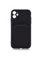 Noktaks - İphone Uyumlu İphone 12 - Kılıf Kamera Korumalı Kart Bölmeli Ofix Kapak - Siyah