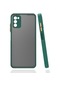 Tecno - Samsung Galaxy Uyumlu A03s - Kılıf Arkası Buzlu Renkli Düğmeli Hux Kapak - Koyu Yeşil