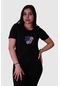 Trender Kındess Baskı Siyah Kadın T-shirt SIYAH